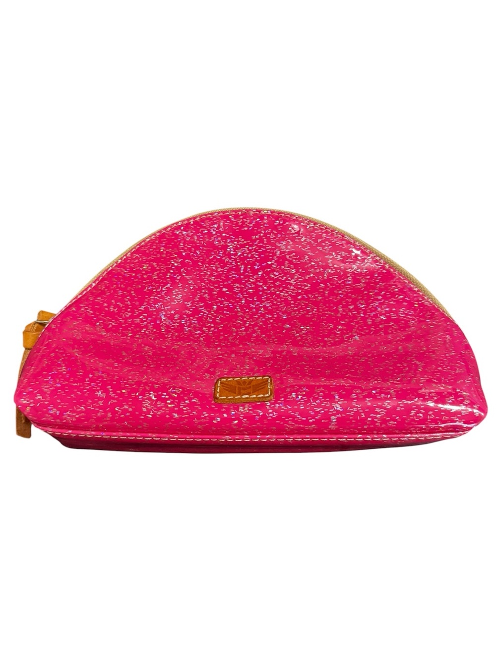 Consuela Makeup Bag Shine Tool Kit Hot Pink Glitter Black Polka Dot Interior